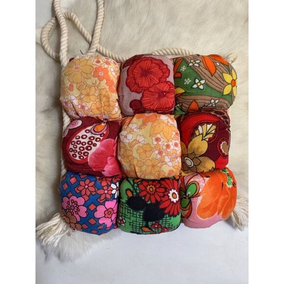 Vintage 60s Quilted Pillow Bag Patchwork Paisley - Picture 3 of 7